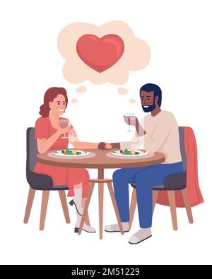 Romantic dinner semi flat color vector characters Stock Vector