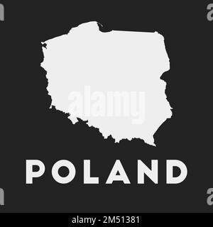 Poland icon. Country map on dark background. Stylish Poland map with country name. Vector illustration. Stock Vector