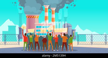 Protesting Environment Cartoon Protest strike against climate change and global warming. Set of human ...