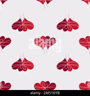 Seamless pattern with two tied hearts. Simple vector illustration in doodle style Stock Vector