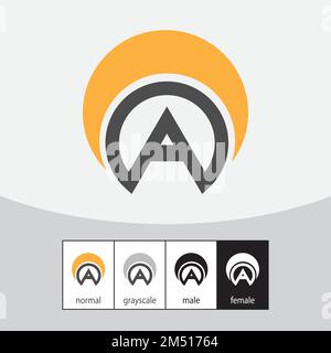 A Letter Logo. Crescent and Circle. Isolated. - Vector. Vector illustration Stock Vector