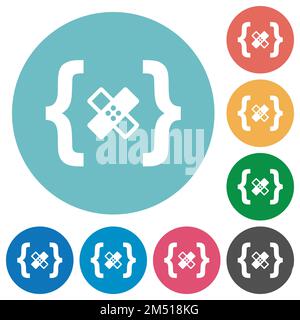 Software patch flat white icons on round color backgrounds. 17 ...