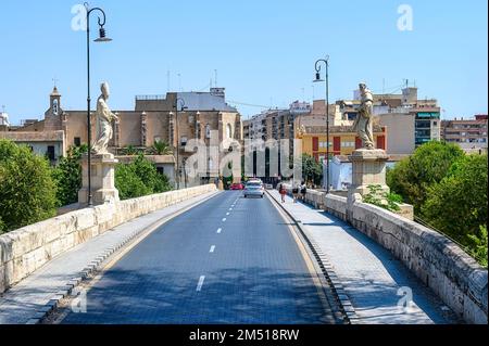 The Trinity Bridge or Puente de la Trinidad. This bridge is one of the oldest architectural sites in its kind in the entire Valencia Stock Photo