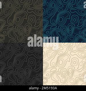 Topography patterns. Seamless elevation map tiles. Authentic isoline ...