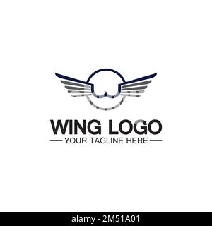 W letter for wings logo design, combination w letter and wings Stock Vector