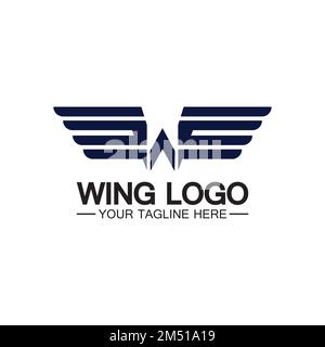 W letter for wings logo design, combination w letter and wings Stock Vector