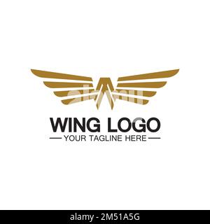W letter for wings logo design, combination w letter and wings Stock Vector