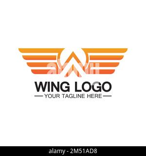 W letter for wings logo design, combination w letter and wings Stock Vector