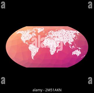 World network map. Wagner VI projection. Wired globe in Wagner 6 projection on geometric low poly background. Creative vector illustration. Stock Vector