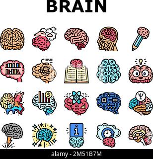 Set of brainstorm icons such as artificial light, brain, lightbulb ...