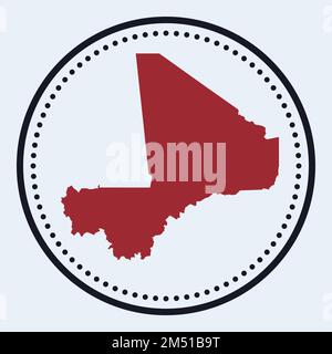 Mali round stamp. Round logo with country map and title. Stylish minimal Mali badge with map. Vector illustration. Stock Vector