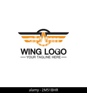 W letter for wings logo design, combination w letter and wings Stock Vector