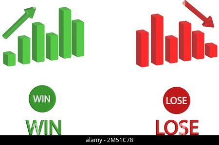 illustration of the win and lose button the design of the glossy icon template Loss and win as a choice is depicted in the form of words Stock Photo
