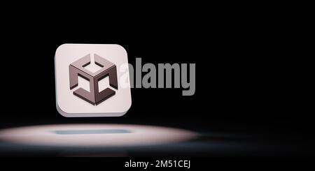 Unity App Icon Spotlighted on Black Background Stock Photo