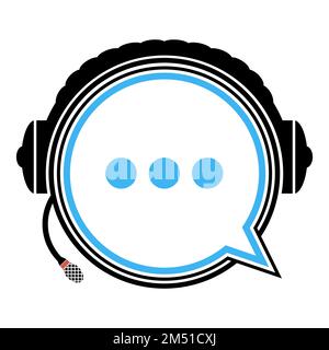 Support with speech bubble on white background. Flat design vector support icon. The headphone logo can be used for the company, icon and others Stock Vector