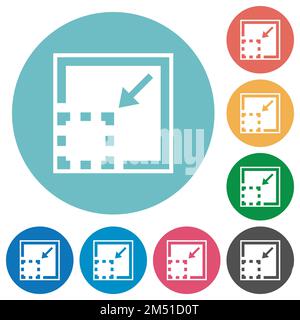 Minimize element solid flat white icons on round color backgrounds Stock Vector
