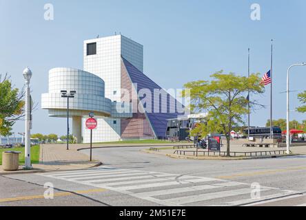 I.M. Pei-designed Rock and Roll Hall of Fame opened in 1995, becoming one of Cleveland’s top tourist attractions. Stock Photo