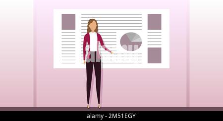 Speaker showing statistics at business conference. Vector illustration. Stock Vector