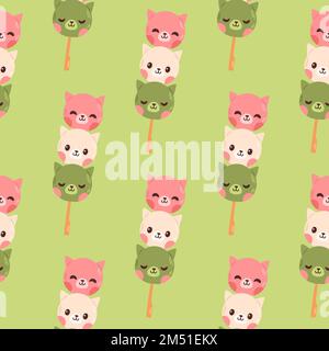 Dango seamless pattern Japanese traditional dessert isolated on white. Hanami Dango dessert vector  Stock Vector