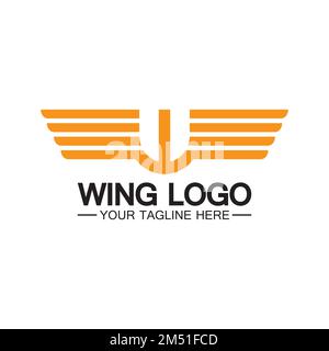 W letter for wings logo design, combination w letter and wings Stock Vector