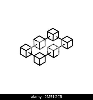 Blockchain technology vector outline concept icon or logo element Stock Vector
