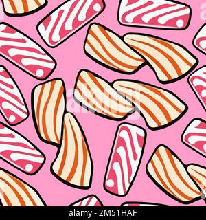 Salmon fillet texture, fish pattern. Vector background with stripes salmon Stock Vector