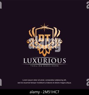 DT initial letter luxury ornament gold monogram logo template vector. Stock Vector