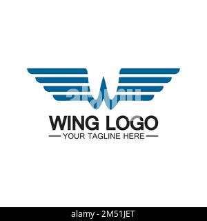 W letter for wings logo design, combination w letter and wings Stock Vector