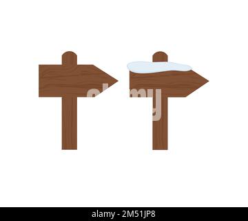 Wooden signs, wooden signboards logo design. Road sign including right covered. Wood old planks summer and winter. Stock Vector