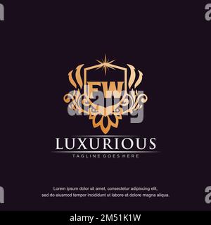 FW initial letter luxury ornament gold monogram logo template vector. Stock Vector