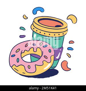 Premium Vector  Donut cartoon illustration. cute donut sitting hand drawn  illustration.