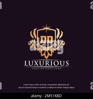 DD initial letter luxury ornament gold monogram logo template vector. Stock Vector