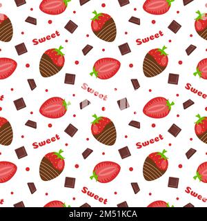 Chocolate Seamless Pattern Design with Choco Decoration in Template Hand Drawn Cartoon Illustration Stock Vector