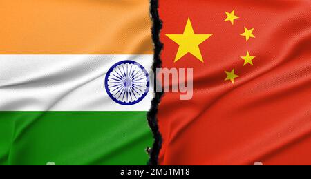 India vs China, Flags of India and China, India China in world war ...