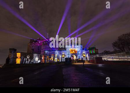 Edinburgh Castle of Light. Fantastic light and laser display. Stock Photo