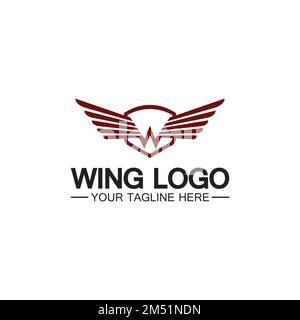 W letter for wings logo design, combination w letter and wings Stock Vector