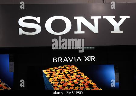 Honolulu, HI - December 23, 2022: Sony corporation Ultra High Definition television Bravia XR on display at electronics store Stock Photo