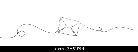 Paper envelope drawn in one line on a white background Stock Vector