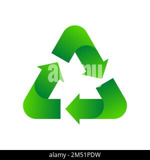 Green triangle arrows. Recycle sign or icon. Sustainability concept. Reduce reuse recycle idea. Three arrows folding in a cycle. Environmental issues Stock Vector
