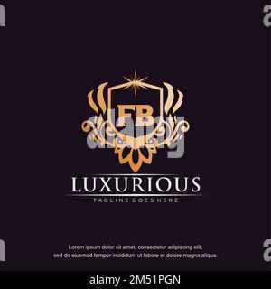 FB initial letter luxury ornament gold monogram logo template vector. Stock Vector