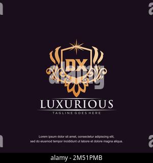 DX initial letter luxury ornament gold monogram logo template vector. Stock Vector