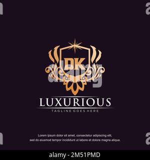 DK initial letter luxury ornament gold monogram logo template vector. Stock Vector