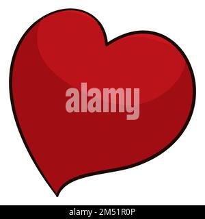 View of red heart in cartoon style and outlines, ready to use it during special holidays. Stock Vector