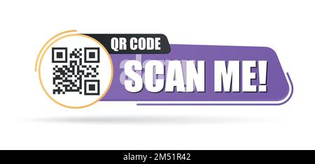 QR code scan me in speech bubble, scan me concept, icon. Stock Vector