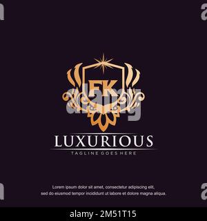 FK initial letter luxury ornament gold monogram logo template vector. Stock Vector