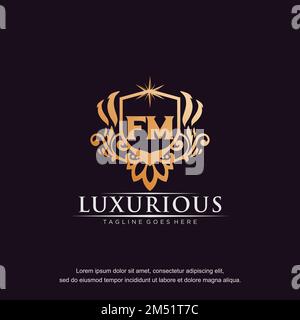 FM initial letter luxury ornament gold monogram logo template vector. Stock Vector