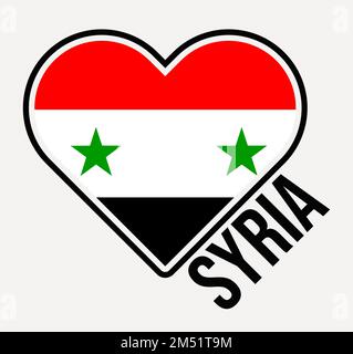 Syria heart flag badge. Made with Love from Syria logo. Flag of the country in heart shape. Vector illustration. Stock Vector