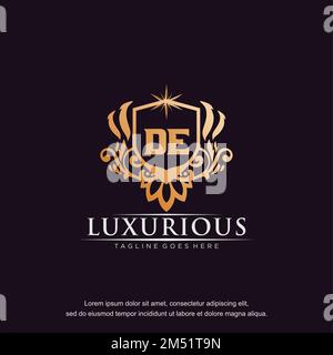 DE initial letter luxury ornament gold monogram logo template vector. Stock Vector