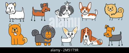 Pattern of many different dog breed.Illustration vector Stock Vector
