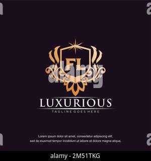 FL initial letter luxury ornament gold monogram logo template vector. Stock Vector